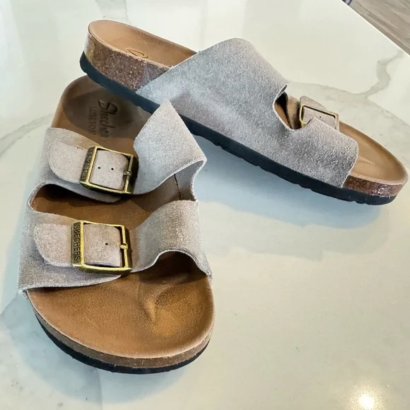 Skechers Granola Luxe Foam Dual Strap Slide Sandals. Women’s size 6. Taupe - Picture 8 of 16